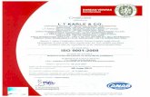 ISO-9001-2008-QMS-CERT-ANAB-NEW - Karle Group · ve BUREAU VERITAS Certification 1828 Certification Awarded to L T KARLE & CO. CORPORATE OFFICE: 151, INDUSTRIAL SUBURB, YESHWANTPUR,