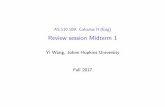 AS.110.109: Calculus II (Eng) Review session Midterm 1 · AS.110.109: Calculus II (Eng) Review session Midterm 1 Yi Wang, Johns Hopkins ... Iinverse (e.g. arcsinx, arccosx, etc.)