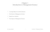 Chapter 1 Introduction to Management Science - … · Dr. Samia Rouibah ٣ Introduction to Management Science Introduction • Gain an appreciation for the relevance and power of