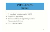 PIPELINING basics - .PIPELINING basics â€¢ A pipelined architecture for MIPS â€¢ Hurdles in pipelining