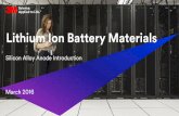 Lithium Ion Battery Materials - 3Mmultimedia.3m.com/...materials-silicon-alloy-anode-presentation.pdf · Lithium Ion Battery Materials Silicon Alloy Anode Introduction March 2016
