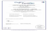 CERTIFICATE OF APPROVAL No CF 5024 · This Certificate of Approval relates to the fire resistance of CGI International Limited ‘Pyroguard T Insulating’ laminated glass products