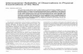 Interexaminer Reliability of Observations in Physical ... · obtained in muscle strength testing and in the estimation of the range of motion, ... To study the reliability of palpation,