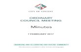 7 FEBRUARY 2017 MEETING OF COUNCIL 1 CITY OF VINCENT 7 FEBRUARY 2017 MINUTES MINUTES OF MEETING HELD ON 7 FEBRUARY 2017 (TO BE CONFIRMED ON 7 MARCH 2017) ORDINARY COUNCIL ...