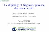 Le dépistage et diagnostic précoce des cancers ORLsaonorl.com/upload/File/2MAFOS2013/1-ELMAWAQIF/2... · Cancer du larynx : 61% Cancer de la bouche ou du pharynx : 33% Cancer de