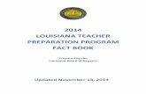 2014 LOUISIANA TEACHER PREPARATION PROGRAM FACT … · Number of Hours for Clinical Experiences for Teacher Preparation ... 2014 LOUISIANA TEACHER PREPARATION PROGRAM FACT ... Teacher