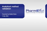 Analytical method validation · • FDA Guidance for Industry - Q2B Validation of Analytical Procedures: Methodology • FDA CDER reviewer guideline for validation of chromatographic