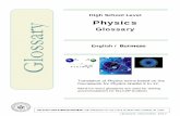 Physics y Glossary Glossar - rcsdk12.org€¦High School Level Physics Glossary Glossar English / Burmese y Translation of Physics terms based on the Coursework for Physics Grades