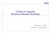 FY2012 3rd Quarter Quarter Business Results Summary · Table of Contents Summary of FY2012 3rd Quarter Business Environment Summary of FY2012 3rd Quarter Gross Trading Profit / Net