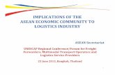 IMPLICATIONS OF THE ASEAN ECONOMIC … · AEC Blueprint-adopted in 2007 Pillar 1 ... • Continuous enhancement of telecommunication ... Enhance the competitiveness of ASEAN Logistics