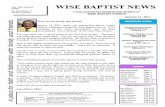 January 17, 2017 - Wise Baptist January 17, 2017.pdf · s. Rev. Mike Winters Pastor Dr. Ray Jones, Jr. Pastor Emeritus WISE BAPTIST NEWS A PUBLICATION FOR MEMBERS AND FRIENDS OF WISE