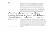 Audio describing the exposition phase of films. - UMA · Audio describing the exposition phase of films. ... The audio description of the expository sequence of the movie Ransom ...