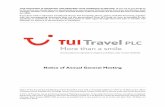 Notice of Annual General Meeting - TUI Group · from April 2006 to July 2009 he was a non-executive director of Debenhams plc. He was appointed as a non-executive He was appointed