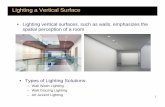 Lighting a Vertical Surface - RS Lighting Design · 1 Lighting a Vertical Surface • Lighting vertical surfaces, such as walls, emphasizes the spatial perception of a room • Types