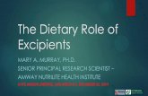 The Dietary Role of Excipients - … · health institute nutrilite the dietary role of excipients mary a. murray, ph.d. senior principal research scientist – amway nutrilite health