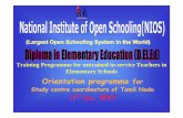 Orientation programme - National Institute of Open … · 508 Learning Art, Physical and Work Education at Elementary level ... (SBA) • 511.1 Case study of a school child 1 Credit(30
