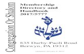 Membership Directory and Handbook Congregation .Congregation Or Shalom Membership Directory and Handbook