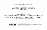 BUREAU OF COMMUNITY AND HEALTH SYSTEMS ADULT FOSTER CARE ... · licensing rules for adult foster care large group homes (13-20) effective 5/24/1994 bureau of community and health
