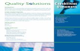 capabilities statement revised - Quality Solutions, LLCqualsolve.net/download/capabilities_statement.pdf · Size Standard- Small Business DUNS Number: ... 8744 Facilities 8711 Engineering