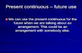 Present continuous – future use - unimc.itdocenti.unimc.it/benjamincharles.pim/teaching/2014/2000004082/... · Present continuous – future use ... Sometimes there is very little