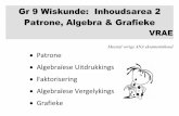 Gr 9 Wiskunde: Inhoudsarea 2 Patrone, Algebra & …theanswer.co.za/wp-content/uploads/2016/04/Gr-9-Wiskunde... · Gr 9 Wiskunde: Inhoudsarea 2 Patrone, Algebra & Grafieke VRAE †