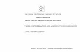 NATIONAL VOCATIONAL TRAINING INSTITUTE - … PROPER.pdf · Refrigeration and Airconditioning Technology: by William C. Whitman . ... Basic principles of air conditioning -conditioning