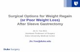 (or Poor Weight Loss) After Sleeve Gastrectomy · (or Poor Weight Loss) After Sleeve Gastrectomy Jin S. Yoo M.D. ... transect the gastric tube, 5-6 cm