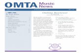 OMTA Music News€¦ · OMTA Music News President’s Corner ... The program will feature "The Entertainer" rag, a transcription of "Star Wars" music, Bach ... Senior Piano Duet Winner: