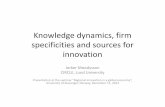 Knowledge dynamics, firm specificities and sources … for Innovasjonsforskning... · Knowledge dynamics, firm specificities and sources for ... continuously born ... food 3.96 1.04