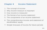 Chapter 4 Income Statement - WordPress.com · The comprehensive income and statement of stockholders’ equity 7. Simple forecasts of income for future periods Chapter 4 Income Statement.
