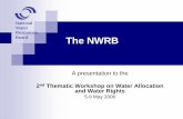National Water Board The NWRB - narbo.jp · National Water Resources Board The National Water Resources Board PD 424 creating the NWRC (1974) PD 1067 The Water Code of the Philippines