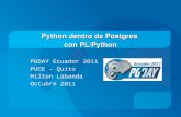 Python dentro de Postgres con PL/Python - … · Stored Procedures: funciones en Postgres Varias alternativas para escribir funciones almacenadas en Postgres :