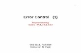 Error Control (1) - Department of Electrical Engineering ... · Garcia 3.9.1, 3.9.2, 3.9.3. 2 Modulo ... • error control techniques are aimed at improving the error-rate ... Approaches