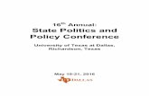 16th State Politics and Policy Conference · v Markie McBrayer, University of Houston ... 16th Annual: State Politics and Policy Conference Friday, May 20 10 2B. Efficacy and Advocacy