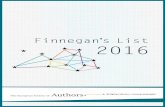 Finnegan’s List 2016 - Enrique Vila-Matas · Finnegan’s List is the scaffolding of a new Tower of Babel of this kind. It ... For his second novel The Corpse Washer, ... Eiffel
