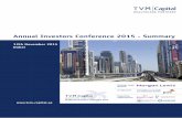 Annual Investors Conference 2015 - Summary · TVM Capital Healthcare Partners Annual Investors Conference 2015 - Summary 12th November 2015, Dubai Dear Partners, Speakers, Attendees