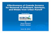 Effectiveness of Coanda Screens for Removal of … · Effectiveness of Coanda Screens for Removal of Sediment, ... Organic Compounds LL U L/M M L L/M ... Comment on Conclusion #1