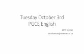 Tuesday October 3rd PGCE English - WordPress.com · Tuesday October 3rd PGCE English John Keenan ... Alfie Kohn – change the system . ... PowerPoint Presentation Author: