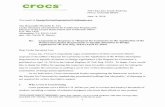crocslm - United States Patent and Trademark Office · crocslm 7477 cast dry creek parkway niwot co!or.:ido 80503 7477 East Dry Creek Parkway Niwot, Colorado 80503 . June 14, 2016