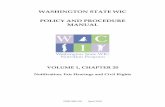 WASHINGTON STATE WIC POLICY AND PROCEDURE MANUAL · DOH 960-105 April 2016 WASHINGTON STATE WIC POLICY AND PROCEDURE MANUAL VOLUME 1, CHAPTER 20 Notification, Fair Hearings and Civil