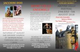 ABOYNE BANCHORY TORPHINS TARLAND … · ABOYNE CELLO FESTIVAL 29th JULY - 5th AUGUST 2018 ABOYNE-BANCHORY-TORPHINS-TARLAND CONCERT SERIES ! JACCHINI DUO We’re delighted to return