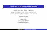 The logic of Korean honorification - University of Oxfordusers.ox.ac.uk/~sjoh2787/kim-findlay-lagb.pdf · The logic of Korean honoriﬁcation Yoolim Kim and Jamie Y. Findlay yoolim.kim@ling-phil.ox.ac.uk
