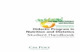 Didactic Program in Nutrition and Dietetics Student … · The Didactic Program in Nutrition and Dietetics at California Polytechnic State University, San Luis Obispo is currently