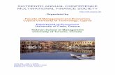 SIXTEENTH ANNUAL CONFERENCE MULTINATIONAL FINANCE .SIXTEENTH ANNUAL CONFERENCE MULTINATIONAL FINANCE