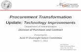 Procurement Transformation Update: Technology … Meeting... · Upgrade of Ariba Buyer System ... -Punchout Websites -eQuote ... • Software licensing fees and implementation services