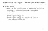 Restoration Ecology - Landscape Perspective · Restoration Ecology - Landscape Perspective • Objectives: – How can the foundations of and theory in landscape ecology ↔ restoration