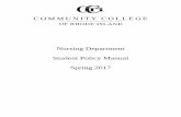 Nursing Department Student Policy Manual Spring … STUDENT_POLICY... · Nursing Department Student Policy Manual Spring 2017 . 1 COMMUNITY COLLEGE OF RHODE ISLAND NURSING PROGRAM