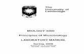 BIOLOGY 3200 Principles of Microbiology …people.uleth.ca/~selibl/Biol3200/Old Files folder... · Mar. 18 Water Microbiology (select unknown; Gram stain) Mar. 20 Water Microbiology