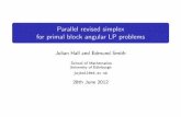 Parallel revised simplex for primal block angular LP … · Parallel revised simplex for primal block angular LP ... BALP form of general ... J. A. J. Hall and E. Smith Parallel revised