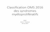 Nouvelle classification OMS - gfhc.fr · 2016 WHO myeloid neoplasm and acute leukemia classification Myeloproliferative neoplasms (MPN) Chronic myeloid leukemia (CML), BCR …
